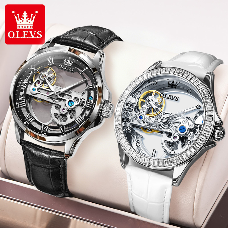 Skeleton Mechanical Watch - OLEVS Couple Watches Original Fully Transparent