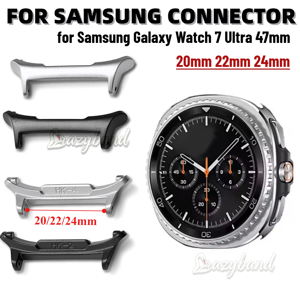Leather Watch Strap - 1pair Stainless Steel Connector for Samsung