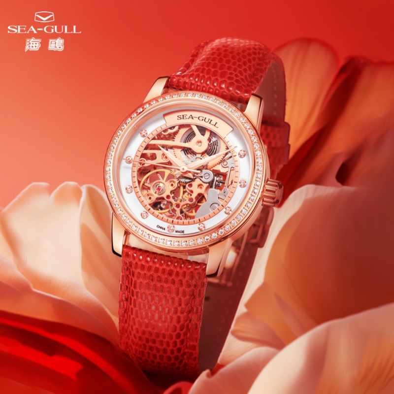 Skeleton Mechanical Watch - Sea-Gull Fashion Women's Mechanical Watch Red