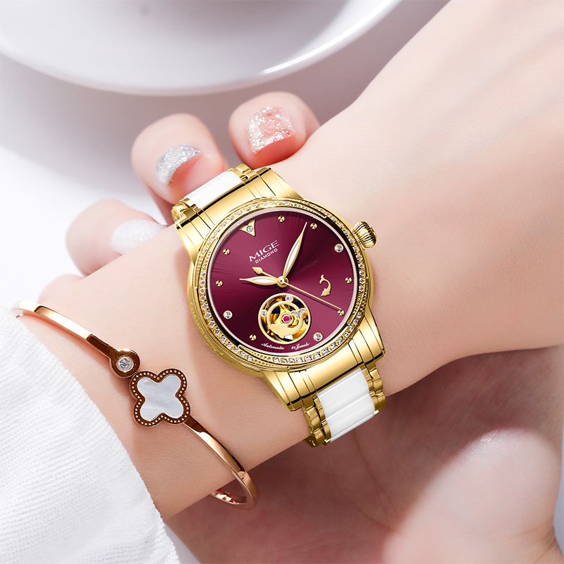 MIGE Ladies Skeleton Auto Watc - Skeleton Mechanical Watch review and price