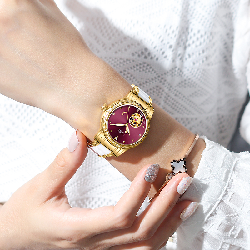 MIGE Ladies Skeleton Auto Watc - Skeleton Mechanical Watch review and price