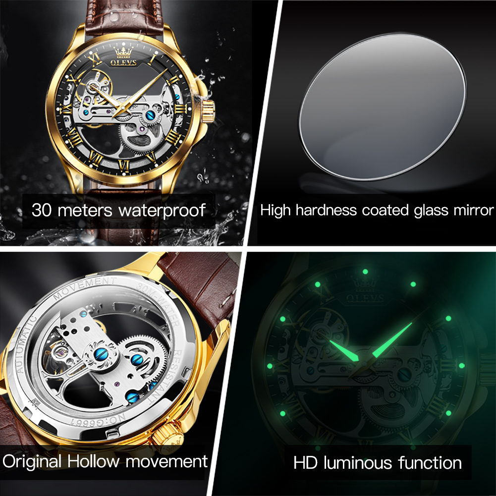 OLEVS Couple Watches Original  - Skeleton Mechanical Watch review and price