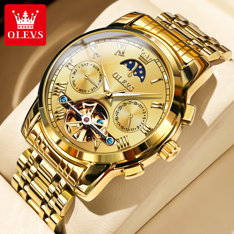 OLEVS 6617 Men's Classic Mecha - Leather Watch Strap review and price