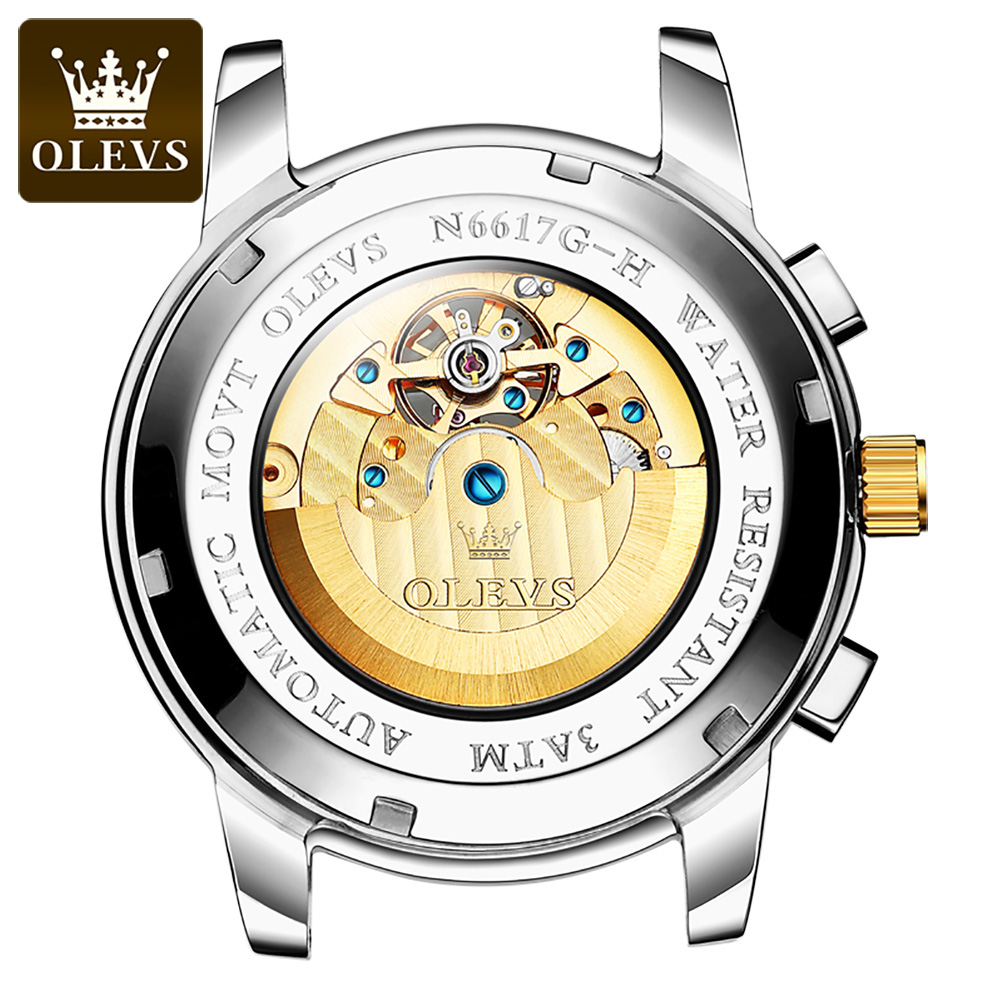 OLEVS 6617 Men's Classic Mecha - Leather Watch Strap review and price