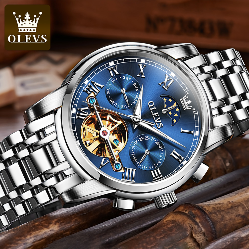 OLEVS 6617 Men's Classic Mecha - Leather Watch Strap review and price