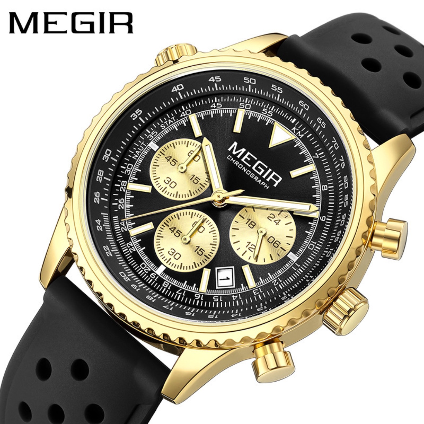 MEGIR Silver Black Quartz Watc - Leather Watch Strap review and price