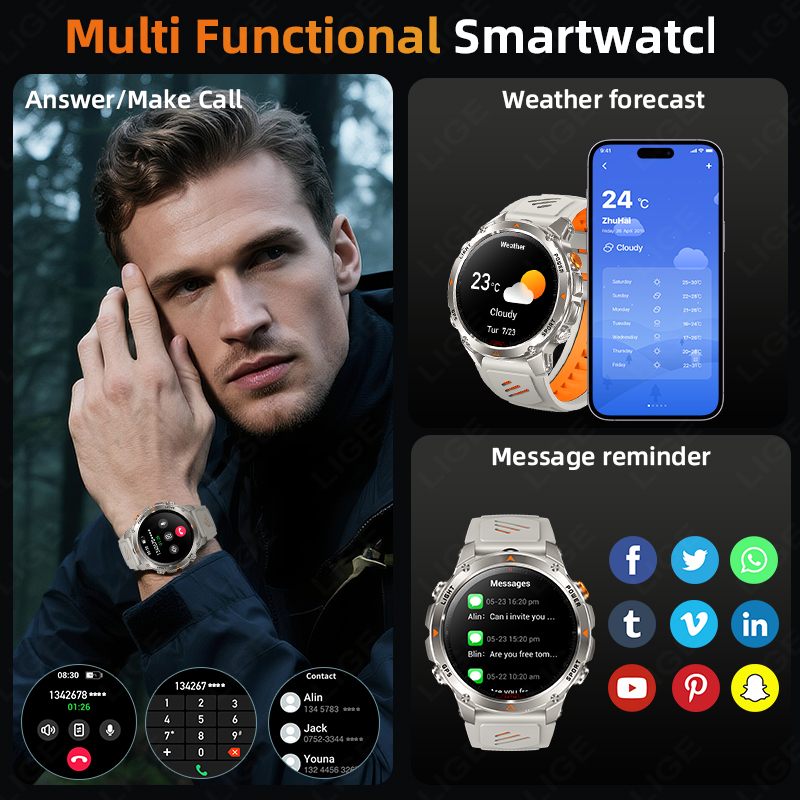 LIGE Rugged GPS Track Smart Wa - Watch Smartwatch review and price