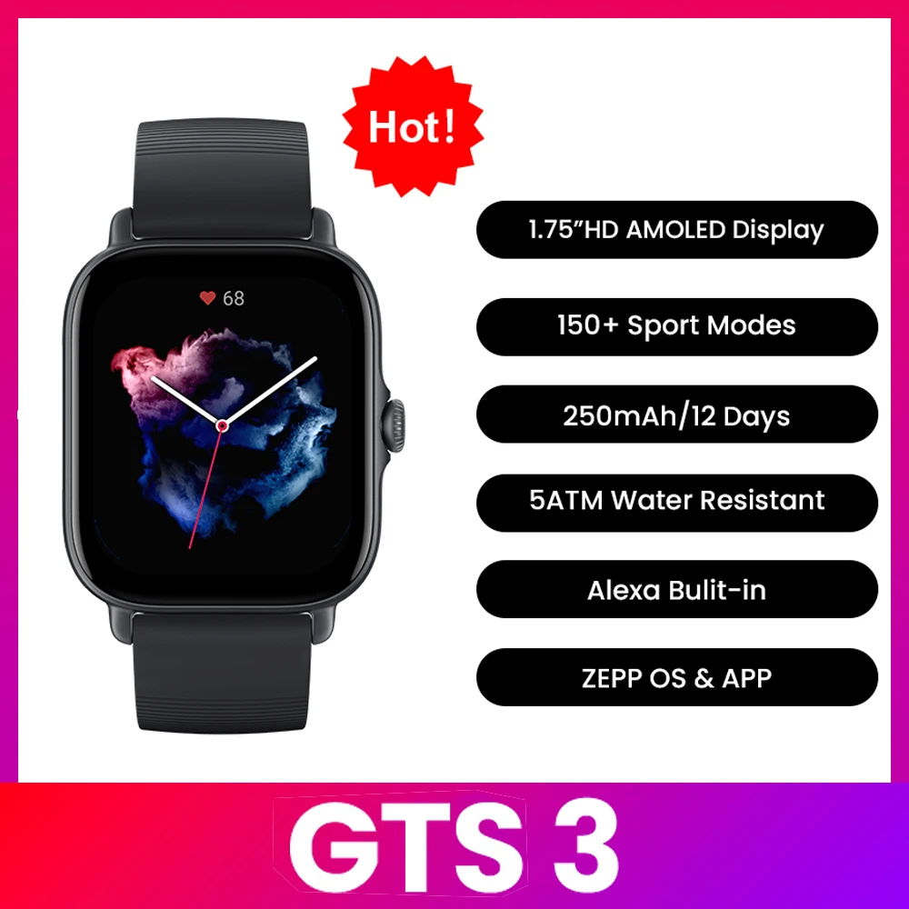 Amazfit GTS 3 Smartwatch  5ATM - Smartwatch Refurbished Watches review and price