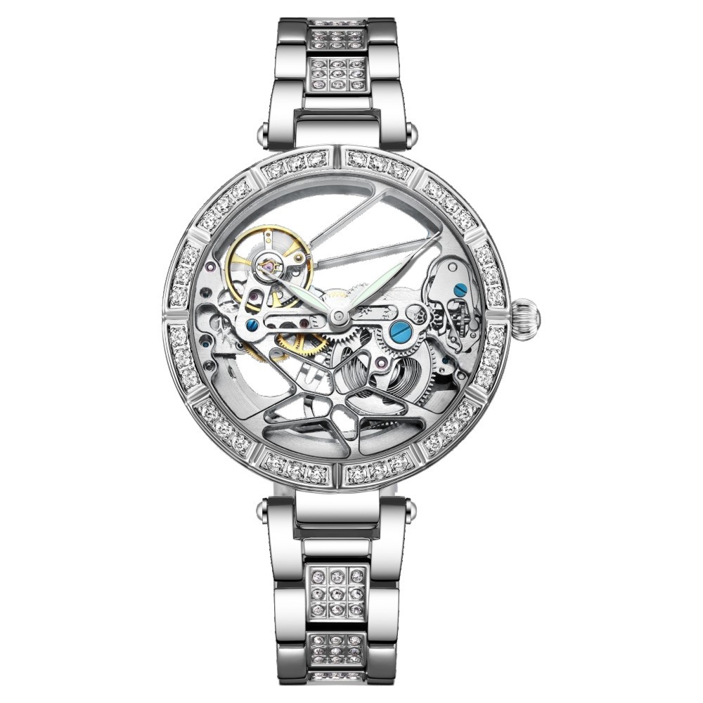 Luxury Skeleton Silver Dial Fa - Skeleton Mechanical Watch review and price